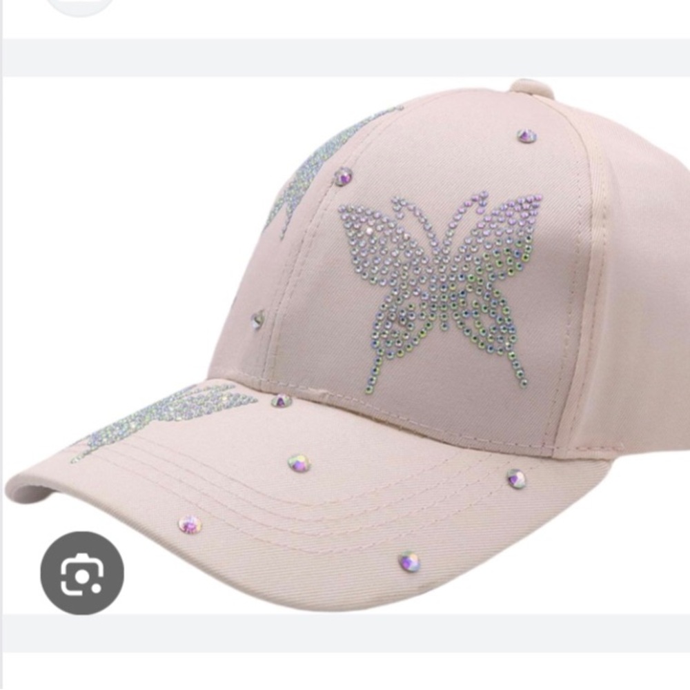 NWOT Brand New Embellished Butterfly Cap Pink